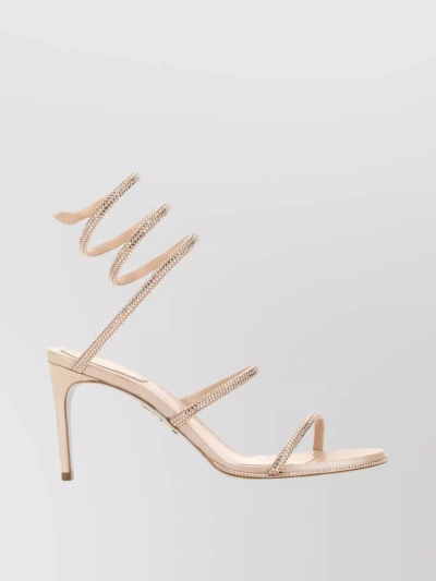 René Caovilla Cleo 105 Crystal-embellished Sandals In Beige