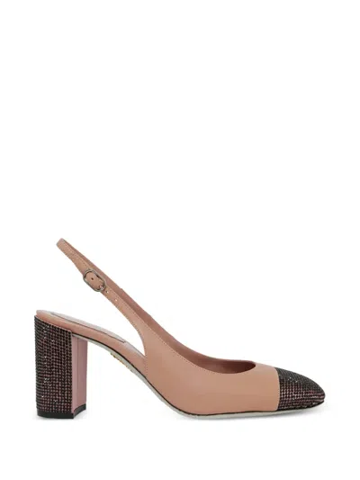 René Caovilla Rhinestone-embellished Slingback Pumps In Brown