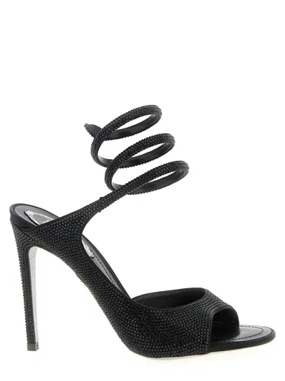 René Caovilla Rene Caovilla Rhinestone-embellished Satin Heel Sandal In Black
