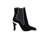René Caovilla Ribbed Side Ankle Boots In Black Suede In Black