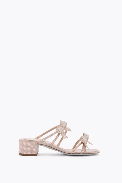 René Caovilla Ribbon Nude Mule 40 In Brown