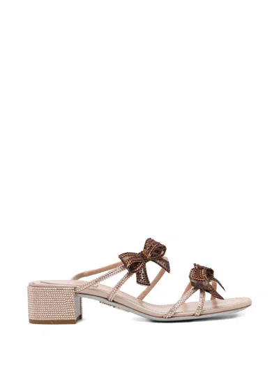 René Caovilla Ribbon Sandals In Animal Print