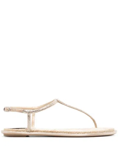 René Caovilla Diana Flip Flops Low Sandals With Crystals 10 Shoes In Grey