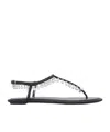 René Caovilla Flat Sandals Adorned Open Toe In Black