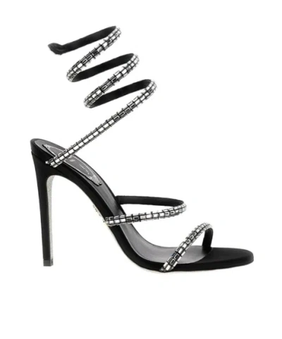 René Caovilla Round-headed High-heeled Sandals In Black