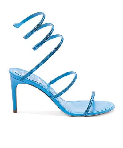 René Caovilla Round-headed High-heeled Sandals In Blue