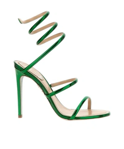René Caovilla Round-headed High-heeled Sandals In Green
