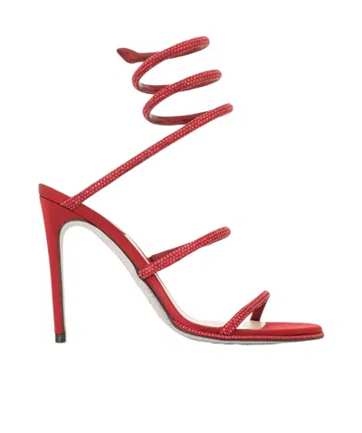 René Caovilla Serpent 105 Mm Sandals In Red
