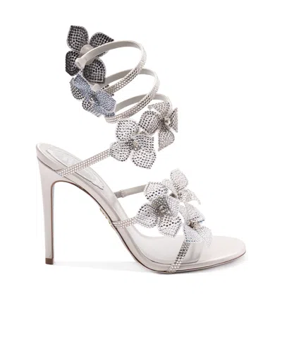 René Caovilla Round-headed High-heeled Sandals In Silver