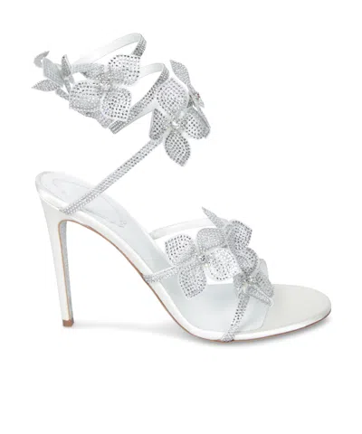René Caovilla Round-headed High-heeled Sandals In White