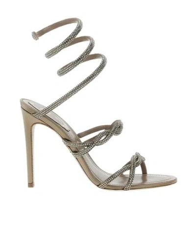 René Caovilla 110mm Crystal-embellished Spiral-wrap Sandals In White