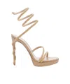 René Caovilla Round Toe High Heel Sandals In Brown