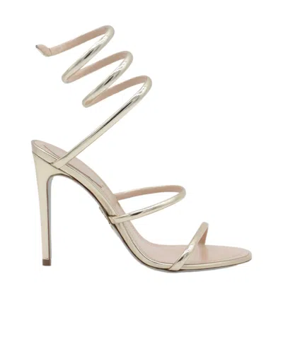 René Caovilla Round Toe High Heel Sandals In Nude