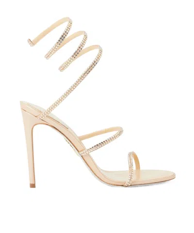 René Caovilla Round-toed High-heeled Sandals In Neutral