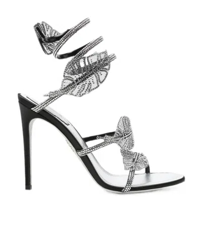 René Caovilla Round-toe High-heeled Sandals In Black