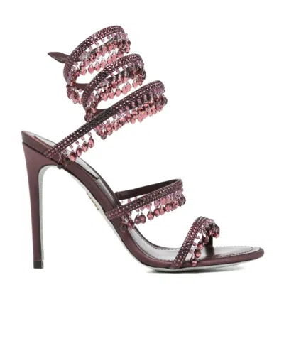 René Caovilla Round-toe High-heeled Sandals In Brown