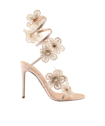 René Caovilla Round-toe High-heeled Sandals In Brown