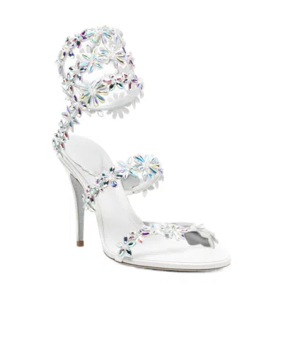 René Caovilla Round-toe High-heeled Sandals In White
