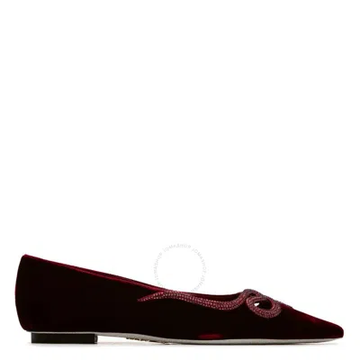 René Caovilla Rene Caovilla Rubino Velvet Morgana Embellished Ballet Flats
