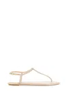 René Caovilla Diana Crystal-embellished Flat Sandals In Powder