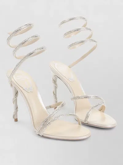 René Caovilla Sandal Open Toe Thin Sole Spiral Strap In Neutral