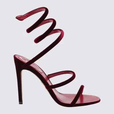 René Caovilla Sandali Rubino Velvet In Burgundy