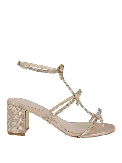 René Caovilla Caterina Embellished Bows Ankle-strap Sandals In Neutrals