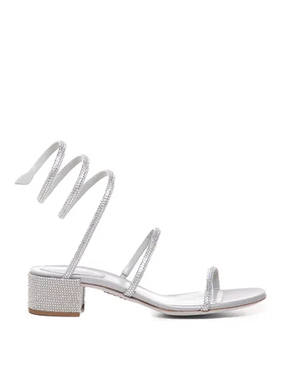 René Caovilla Cleo Satin Sandals In Grau