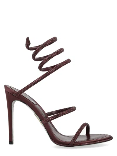 René Caovilla Cleo Crystal-embellished Sandals In Brown