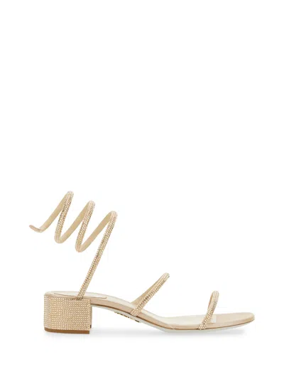 René Caovilla Rene Caovilla Cleo Satin Sandals With Rhinestones In Black