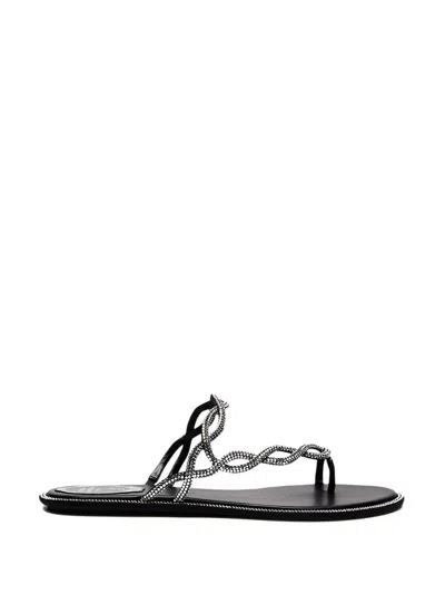 RENÉ CAOVILLA BLACK BRAID FLAT SANDAL 10