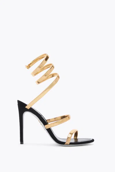 René Caovilla Sandalo Juniper Nero E Oro 105 In Gold