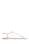 René Caovilla Diana White Sandal With Crystals 10 In Silver