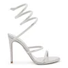 René Caovilla Cleo Crystal-embellished Satin Sandals In Metallic