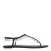 René Caovilla Flat Sandals Adorned Open Toe In Black