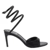 René Caovilla Crystal Embellished Heeled Open Toe Sandals In Black