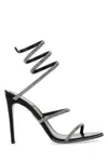 René Caovilla Cleo Anthracite Crystal Sandals 105 In Black