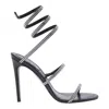René Caovilla Cleo Sandals In Black+crystal