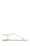 René Caovilla Diana White Sandal With Crystals 10 In Grey