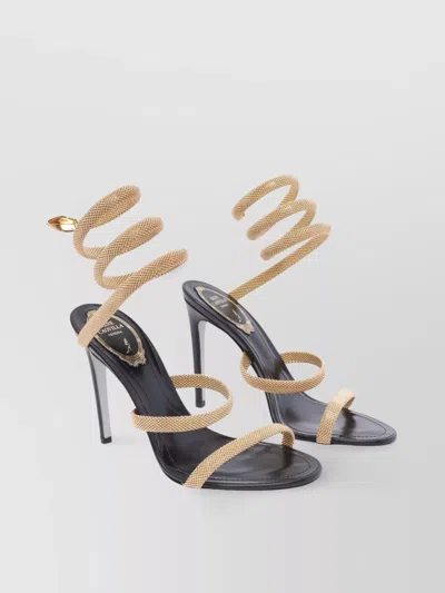 René Caovilla Sandals Heel Brass Detail In Gold