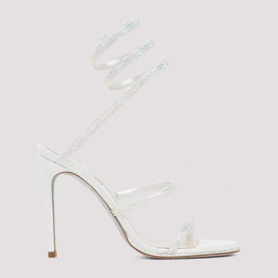 René Caovilla Ivory Leather And Strass Sandals In White