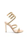 René Caovilla Round-headed High-heeled Sandals In Metallic