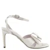 René Caovilla Rene Caovilla Sara 80 Bow Satin Sandals In White