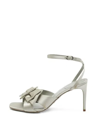 Pre-owned René Caovilla Sara Bow-embellished Sandals In Silver