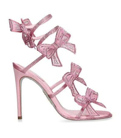 René Caovilla Satin Bow-embellished Sandals 105 In 粉色