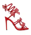 René Caovilla Satin Bow-embellished Sandals 105 In Red