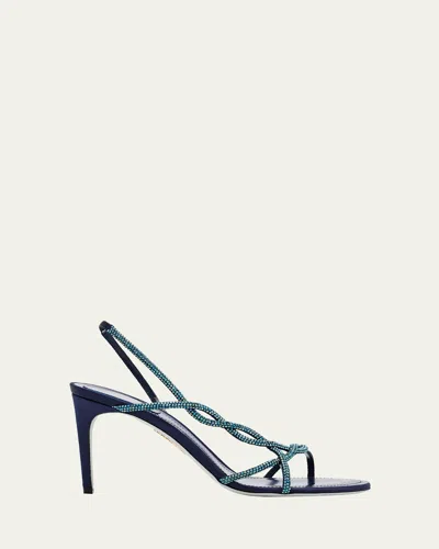René Caovilla Satin Braided-strap Sandals With Strass Detailing