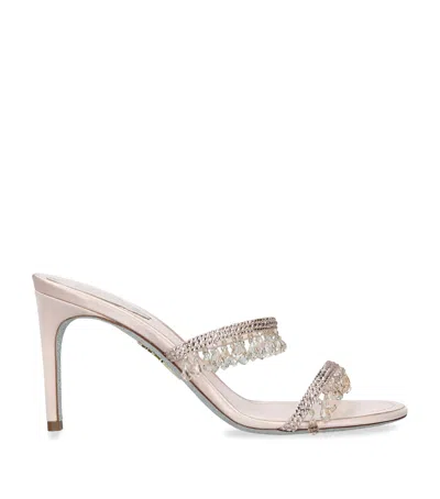 René Caovilla Satin Chandelier Heeled Mules 80 In Multi