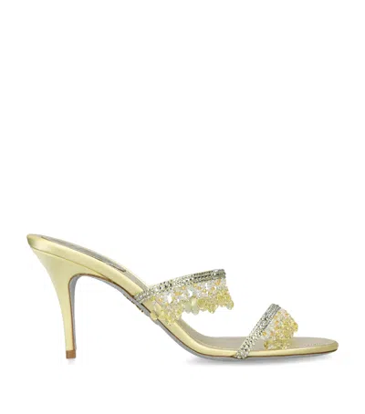 René Caovilla Satin Chandelier Heeled Mules 80 In Yellow