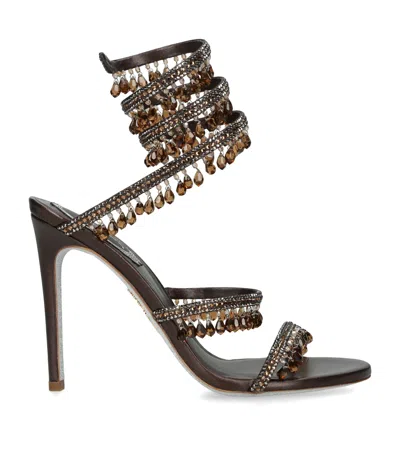 René Caovilla Satin Chandelier Heeled Sandals 105 In Brown